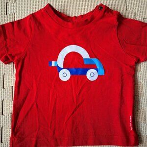 Jacadi baby t-shirt 12 months cotton in red with car